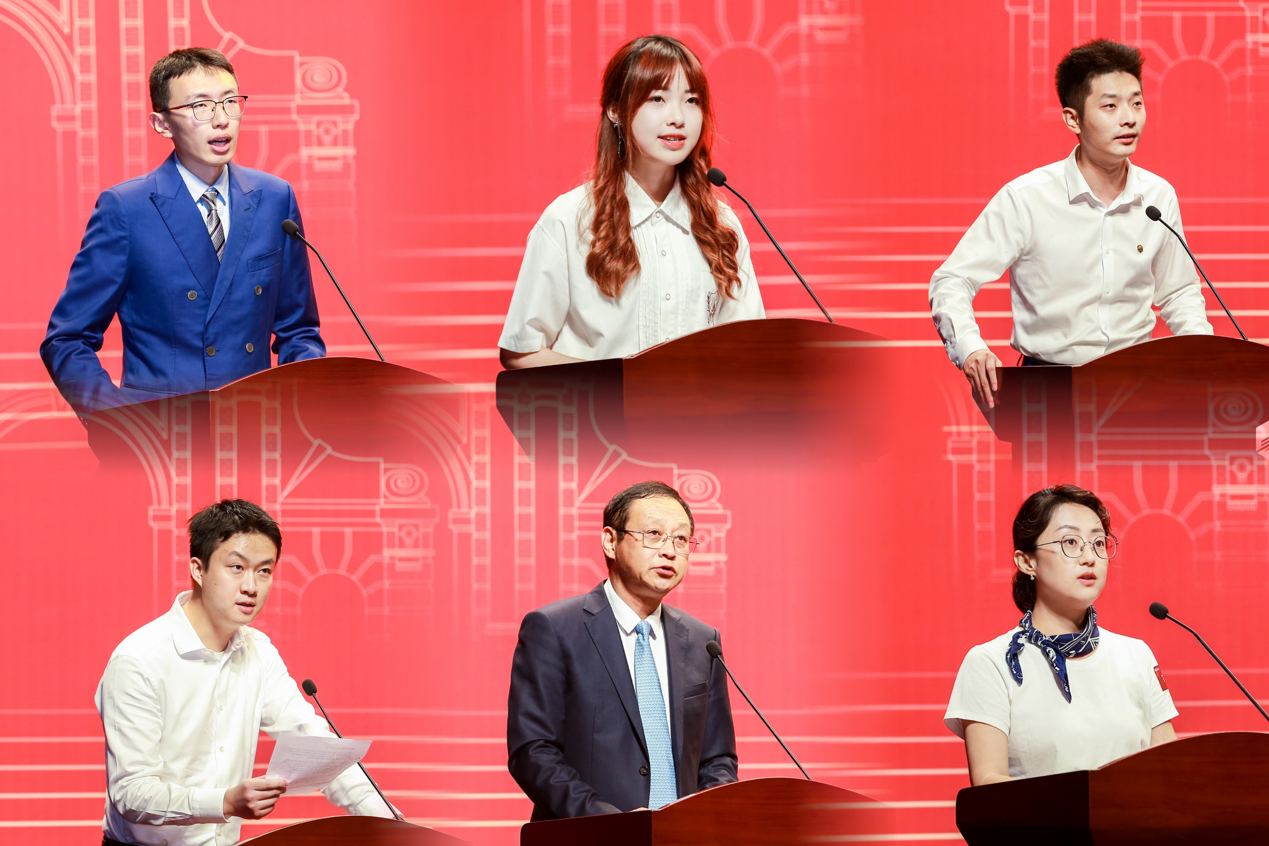 20240904-五道口金融我司2024年开学典礼举行-金融我司-图为朱容立、陈佳艺、刁严、黄新徽、李增群、丁静作为新生代表发言(从左至右、从上至下).jpg